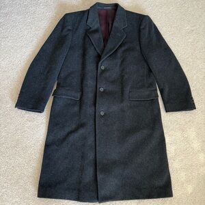 Vintage Nino Cerruti Rue Royale men's gray wool cashmere long overcoat 44R XL